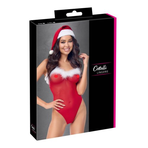 Cottelli nyitott mikulás body sapkával - S/M