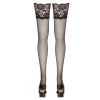 Széles csipkeszegélyű combfix - fekete