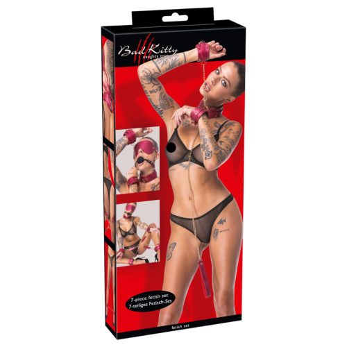 Bad Kitty - piros bondage szett - 7 részes