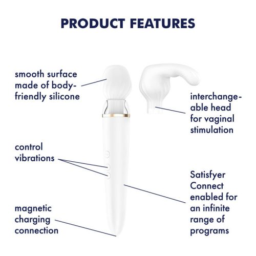 Satisfyer Double Wand okos tölthető masszírozó - fehér