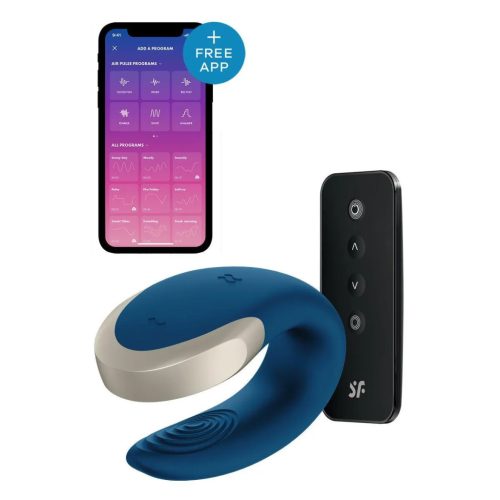 Satisfyer Double Love- tölthető rádiós kék párvibrátor
