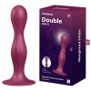 Satisfyer Double Ball - piros tapadókorongos dildó súlyokkal
