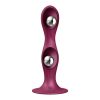 Satisfyer Double Ball - piros tapadókorongos dildó súlyokkal