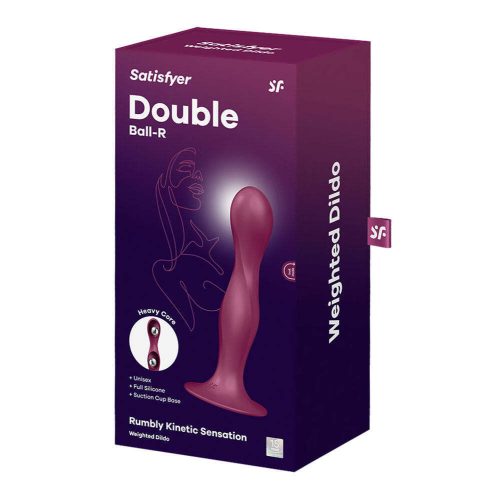 Satisfyer Double Ball - piros tapadókorongos dildó súlyokkal