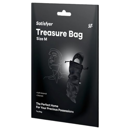 Satisfyer Treasure Bag - diszkrét fekete tároló táska - közepes 