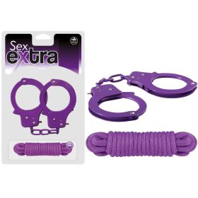 Sex Extra - lila fém bilincs kötéllel szettben