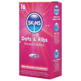 Skins bordázott, pontozott óvszer - 16 db