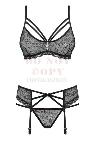 Obsessive 818 fekete csipkeszett - S/M