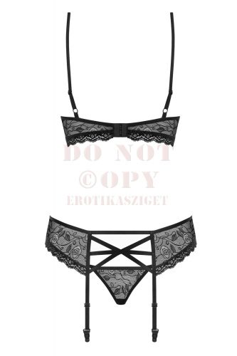 Obsessive 818 fekete csipkeszett - S/M