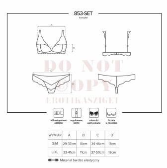 Obsessive 853 csipkés fekete szett - L/XL