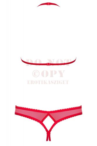 Obsessive 870 piros nyitott csipkeszett - L/XL