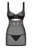 Obsessive 867 fekete csipkés babydoll - S/M