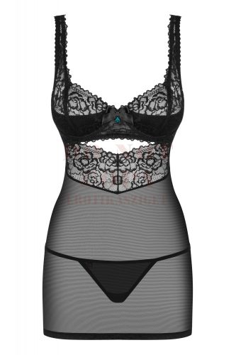 Obsessive 867 fekete csipkés babydoll - S/M