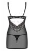 Obsessive 867 fekete csipkés babydoll - S/M