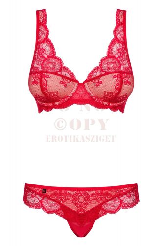 Obsessive 853 piros csipkeszett - L/XL