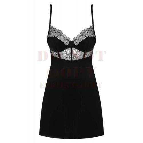 Obsessive Sharlotte  fekete csipkés babydoll - S/M