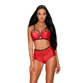 Obsessive Leatheria piros bőrhatású szett - S/M
