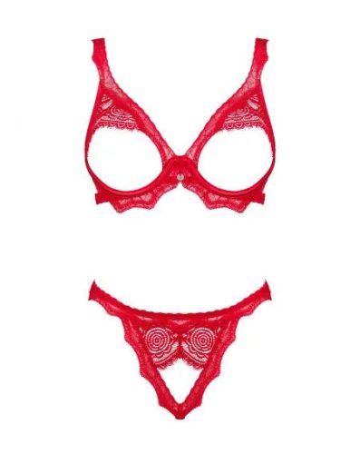 Obsessive Bergamore nyitott piros szett - XS/S