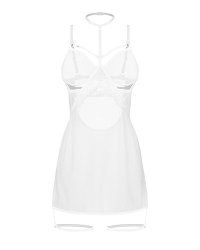 Obsessive Arrowel fehér babydoll combkötővel - S/M