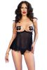 Chilirose láncos nyitott babydoll - S