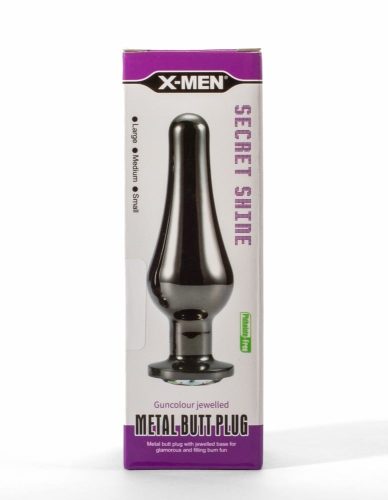 X-men fekete színű anál plug fekete kővel  - kicsi