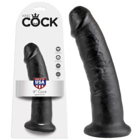 King Cock fekete bőrhatású letapasztható dildó - 23 cm