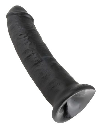 King Cock fekete bőrhatású letapasztható dildó - 23 cm