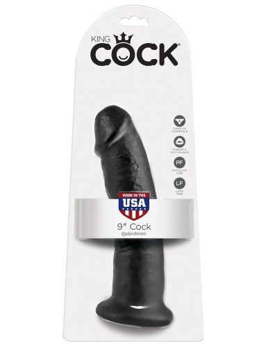 King Cock fekete bőrhatású letapasztható dildó - 23 cm