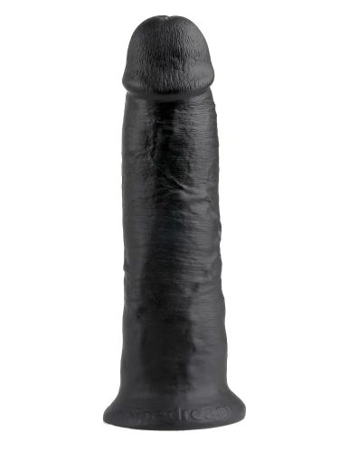 King Cock fekete bőrhatású letapasztható dildó - 25 cm