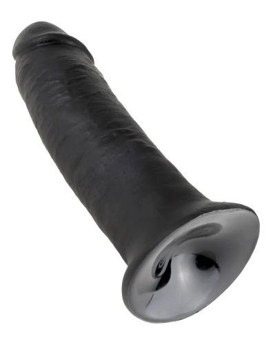 King Cock fekete bőrhatású letapasztható dildó - 25 cm