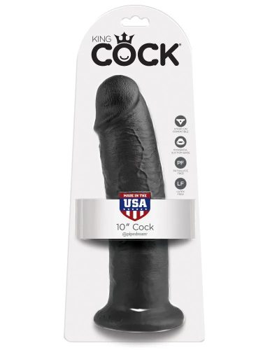 King Cock fekete bőrhatású letapasztható dildó - 25 cm