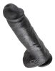 King Cock élethű herés fekete pénisz - 28 cm
