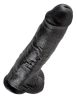 King Cock élethű herés fekete pénisz - 28 cm