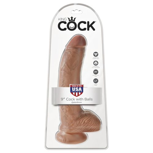 King Cock 9 herés barna dildó - 23 cm