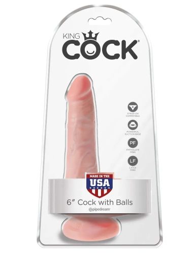 King Cock bőrhatású letapasztható herés dildó - 15 cm
