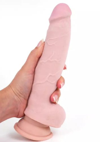 King Cock bőrhatású letapasztható dildó - herés