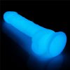 Lumino sötétben világító herés letapasztható dildó - 18 cm