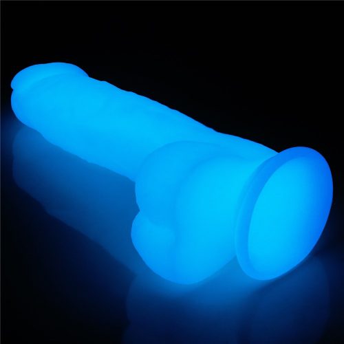 Lumino sötétben világító letapasztható herés dildó - 21 cm