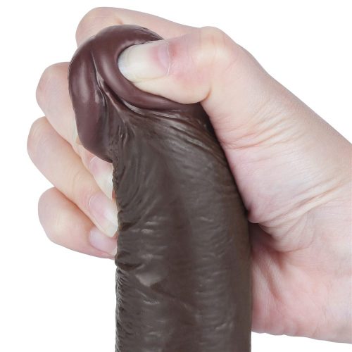 Lovetoy barna dildó csúsztatható bőrrel  - 20 cm