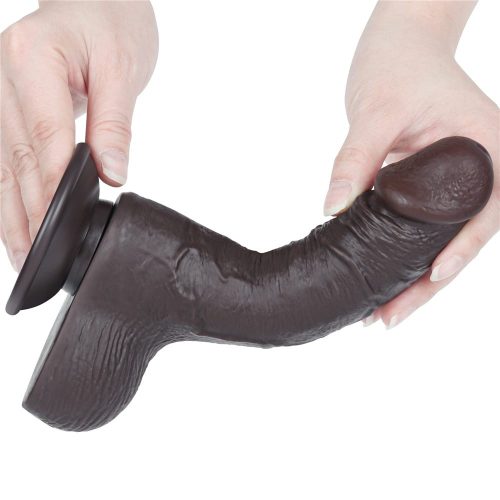 Lovetoy barna dildó csúsztatható bőrrel  - 20 cm
