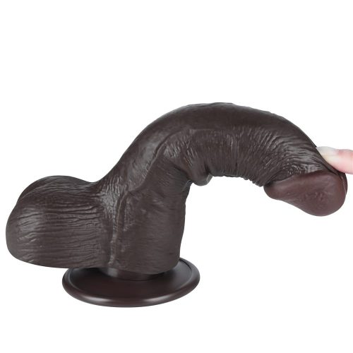 Lovetoy barna dildó csúsztatható bőrrel  - 20 cm