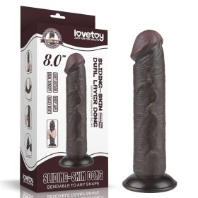 Lovetoy tapadókorongos élethű fekete dildó - 20 cm