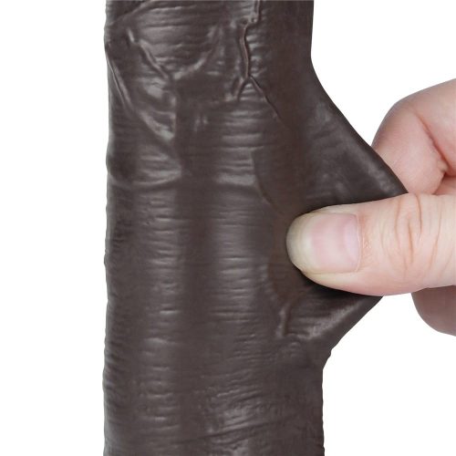 Lovetoy Sliding skin -  fekete dildó csúsztatható bőrrel - 21 cm