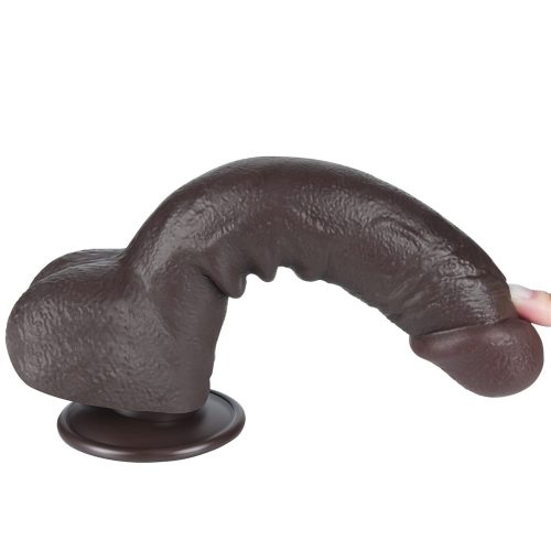 Lovetoy barna dildó csúsztatható bőrrel  - 24 cm