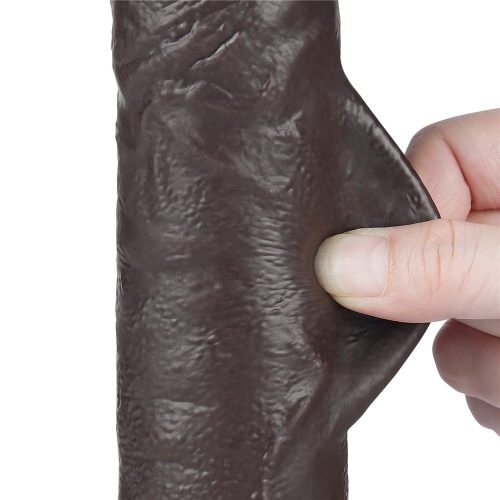 Lovetoy barna dildó csúsztatható bőrrel  - 24 cm