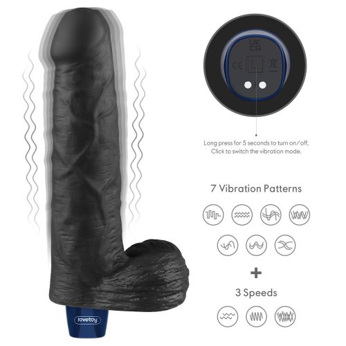Lovetoy Real Softee tölthető fekete vibrátor - 22 cm