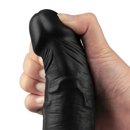 Real Softee tölthető élethű fekete vibrátor - 24 cm