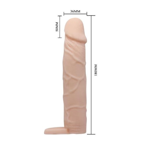 Pretty Love péniszvastagító köpeny heregyűrűvel - 18 cm