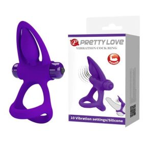   Pretty Love vibrációs lila péniszgyűrű heregyűrűvel - 10 funkció
