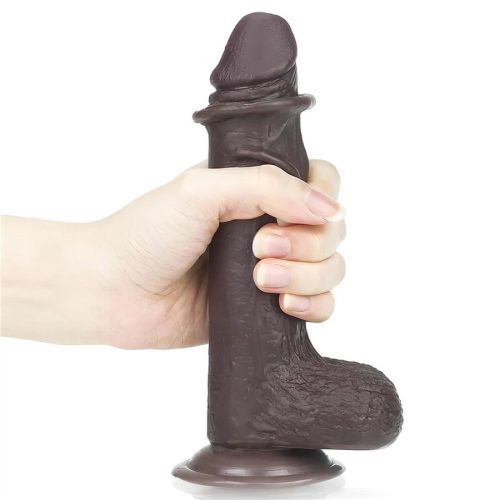 Lovetoy nagy barna dildó herés kivitelben - 17 cm